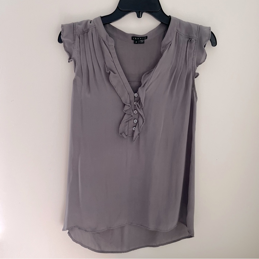 Grey theory silk blouse